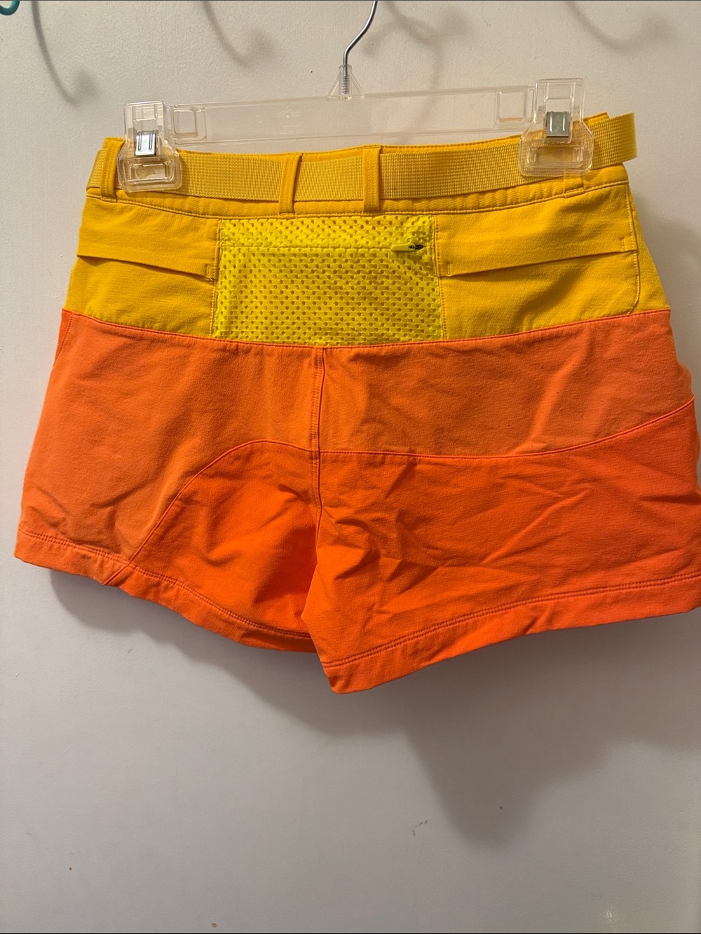 Outdoor Voices RecTrek Hike Shorts in Yellow & Orange w Belt - Picture 6 of 7